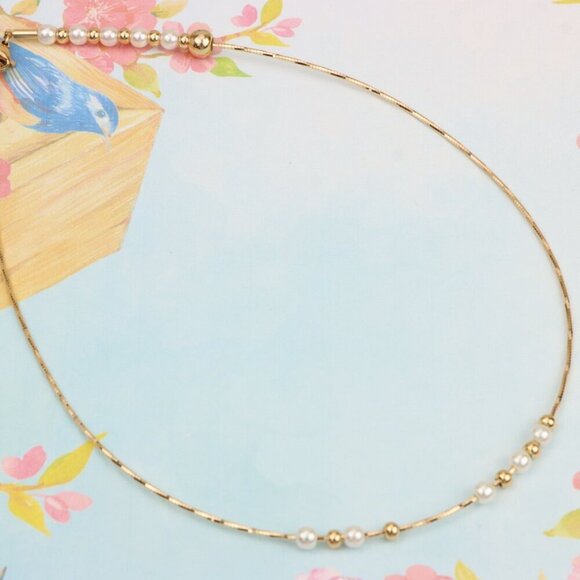 Elegant Rose Gold Beaded Necklace with Pearl & Adjustable Length, XPNL0288 - Picture 7 of 12